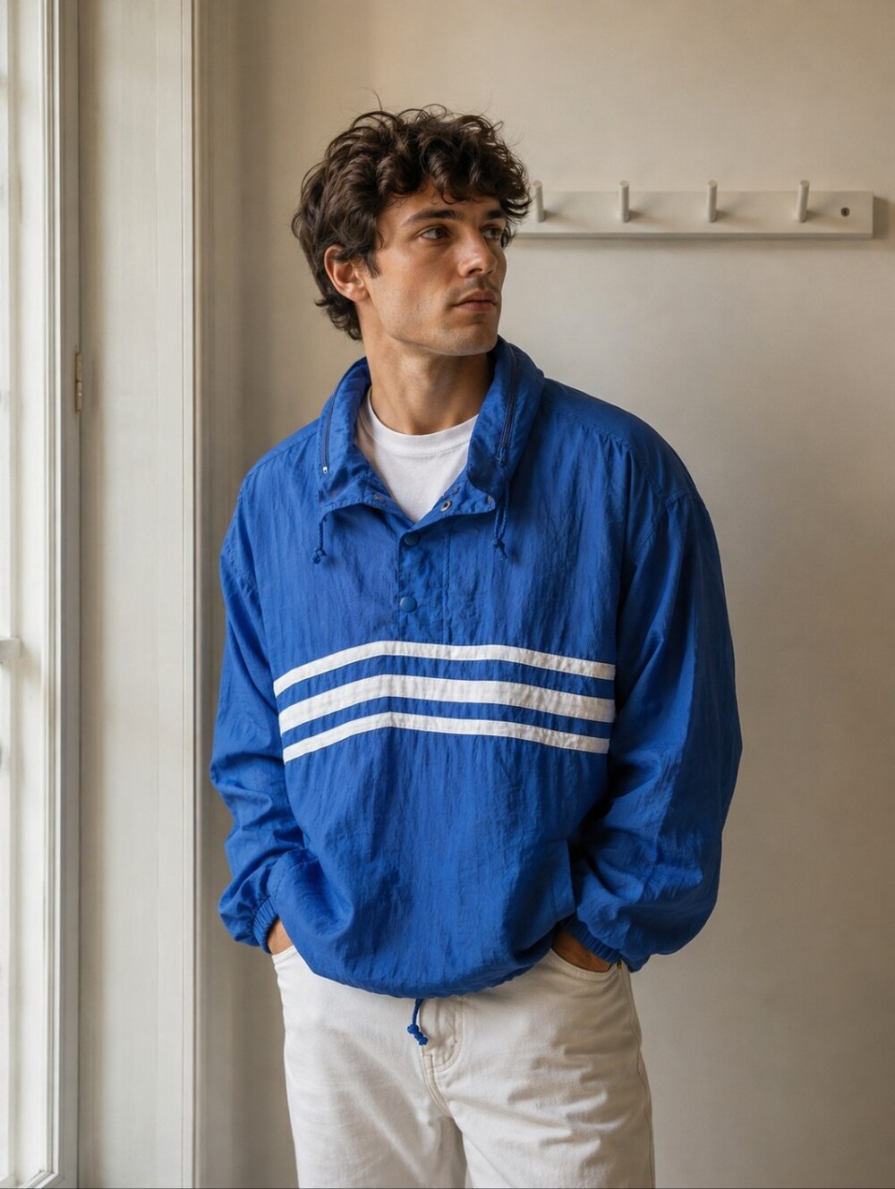 RETRO North Country Blue and White Oversized Windbreaker
